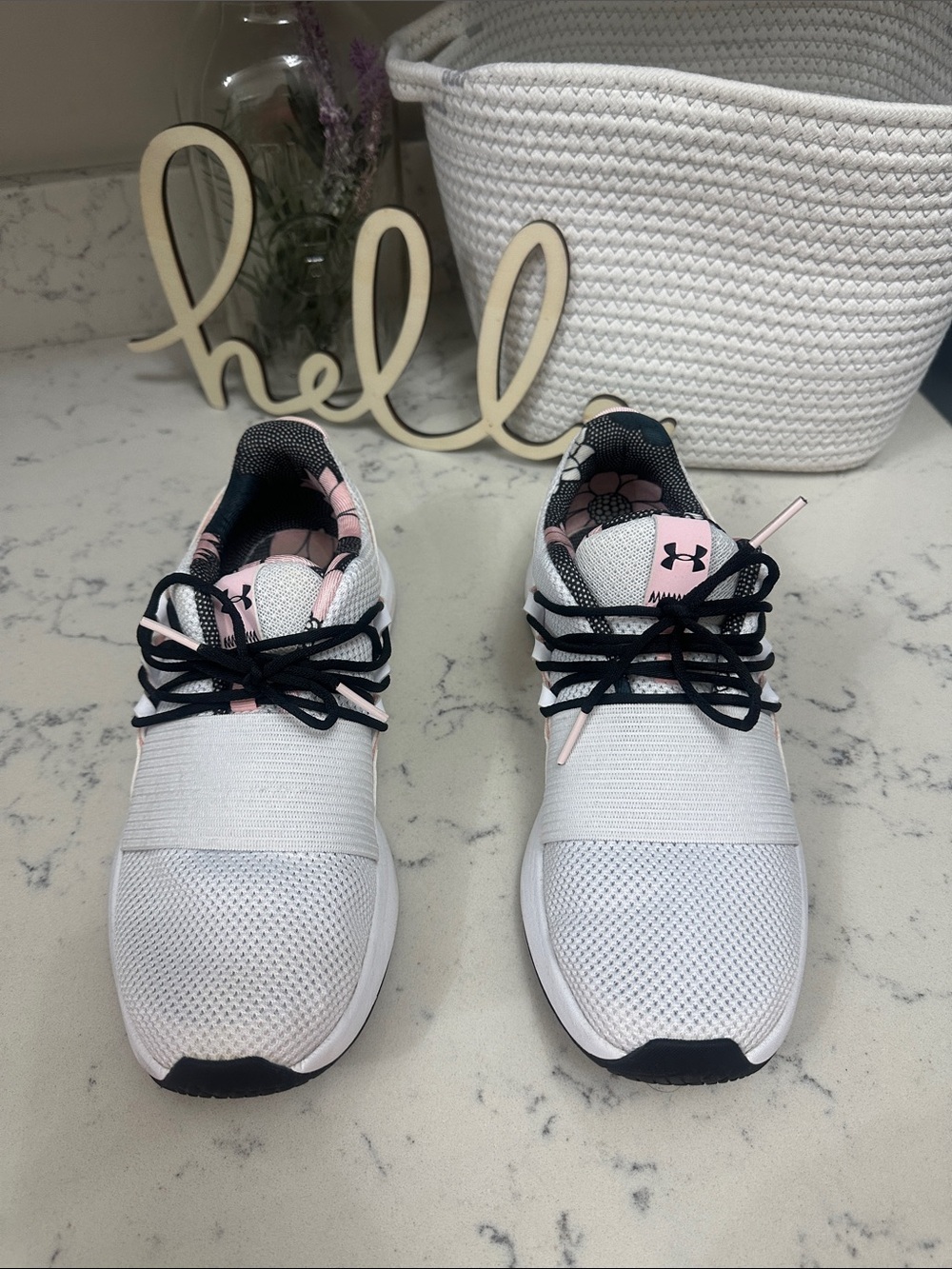 Under Armour White Athletic Sneakers with Pink Accents 8.5 - Picture 2 of 4